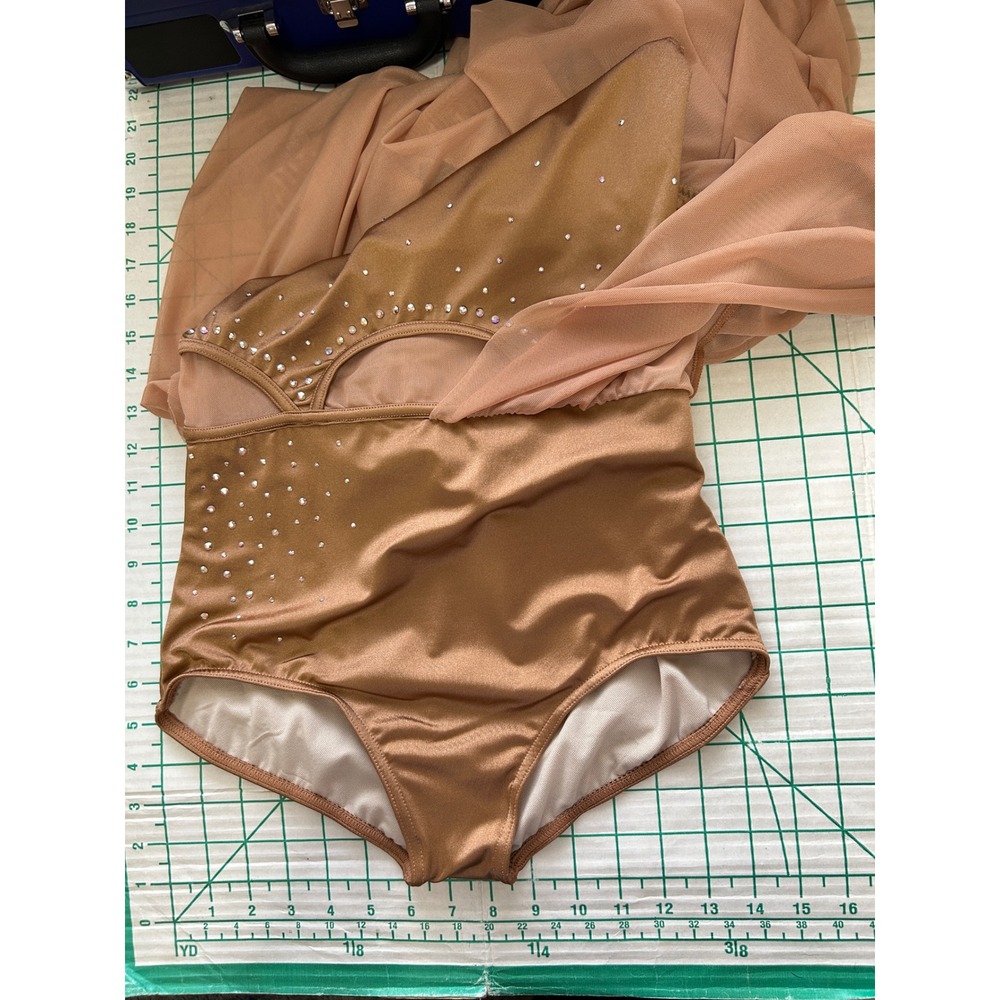 Weissman Bronze Rhinestone Lyrical Dance Costume Mesh Skirt MA Medium Adult - Picture 12 of 15